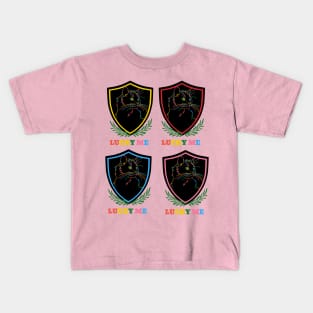 Lucky Cat Family Shield Kids T-Shirt